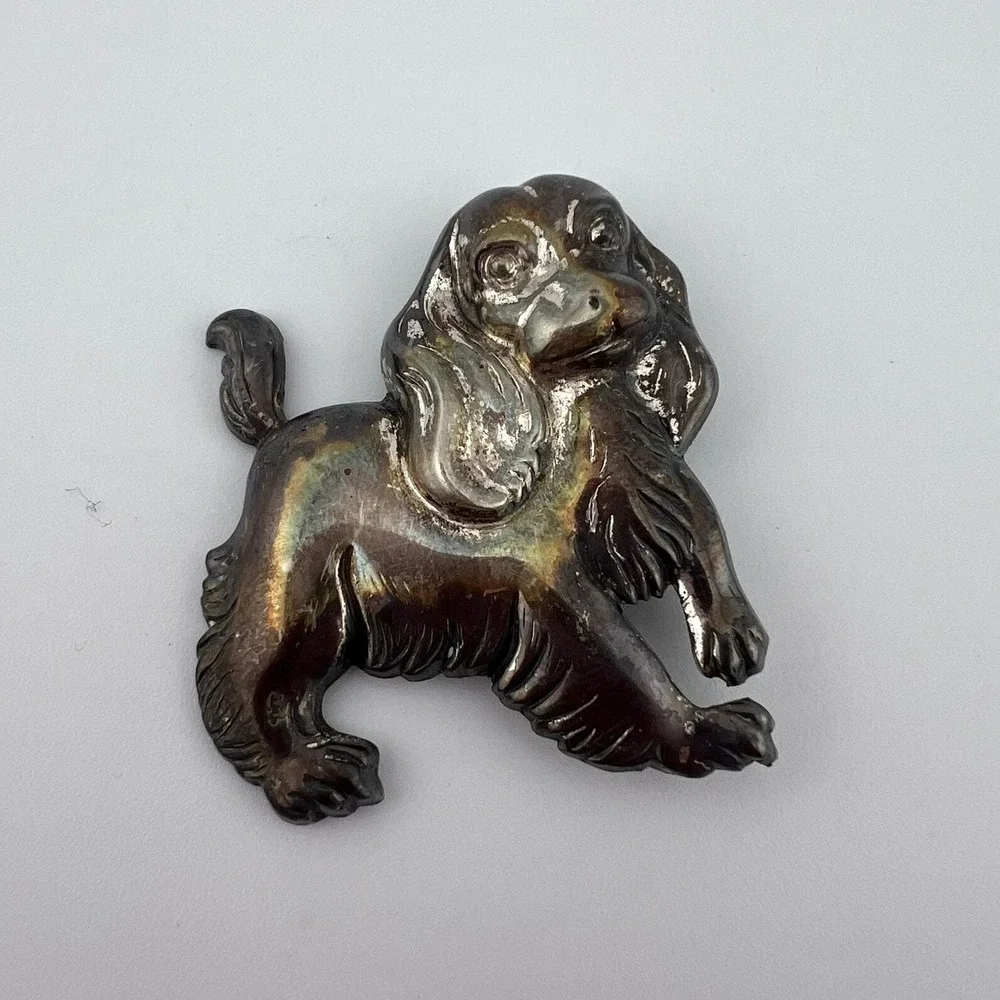 Vintage Lang Sterling Silver Cocker Spaniel Dog Brooch 2